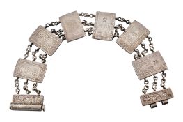 19TH CENTURY JAPANESE EDO PERIOD SILVER TENPO 1 BU GIN PANEL BRACELET