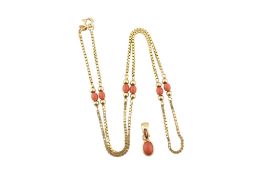 14CT GOLD CORAL NECKLACE & PENDANT