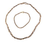TRI COLOUR GOLD NECKLACE & BRACELET AF