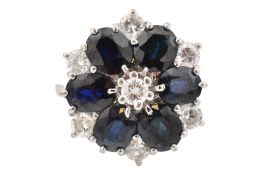 18CT WHITE GOLD SAPPHIRE & DIAMOND RING