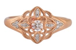 HALLMARKED 18CT ROSE GOLD & DIAMOND RING