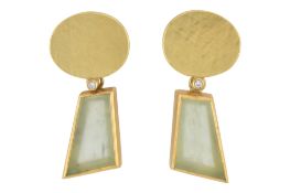 CATHERINE MANNHEIM - 18CT GOD OPAL & DIAMOND EARRINGS