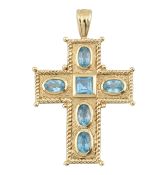 HALLMARKED 9CT GOLD & TOPAZ CROSS PENDANT