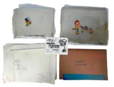 HAROLD WHITAKER - c1950s ANIMATION CELS, SKETCHES AND SCRIPT FOR CHERRY BLOSSOM BOOT POLISH