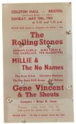 THE ROLLING STONES - BRISTOL COLSTON HALL - ORIGINAL FLYER / HANDBILL
