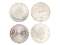 FOUR 1980S DUTCH SILVER FIFTY GULDEN COINS