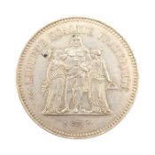 1978 FRENCH SILVER HERCULES FIFTY FRANCS