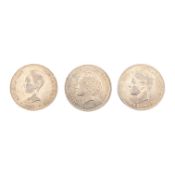 THREE 1890S ALFONSO XIII SPANISH SILVER 5 PESETAS