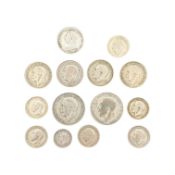 1899 QUEEN VICTORIA SHILLING & COLLECTION OF .500 SILVER COINS