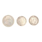 THREE WILLIAM IV DEMERARA & ESSEQUIBO HALF & QUARTER GUILDER COINS