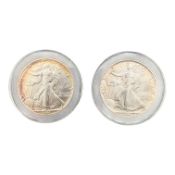 TWO 1990S UNITED STATES FINE SILVER ONE DOLLARS