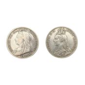 TWO 1890S QUEEN VICTORIA SILVER CROWNS