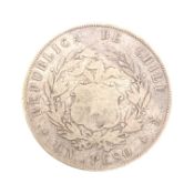 1854 CHILEAN SILVER ONE PESO