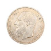 1870 BELGIAN SILVER FIVE FRANCS
