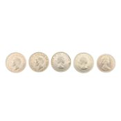 FIVE 20TH CENTURY CANADIAN FIFTY CENTS COINS