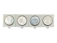 FOUR PORTUGUESE SILVER TWO HUNDRED ESCUDOS COINS
