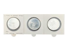 THREE PORTUGUESE SILVER FIVE HUNDRED ESCUDOS COINS