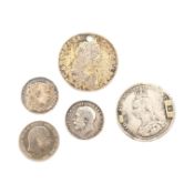 1663 CHARLES II SHILLING & OTHER SILVER COINS