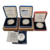 FOUR SILVER PROOF CROWN COINS