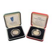TWO 1998 UNITED KINGDOM SILVER PROOF FIFTY PENCE COINS