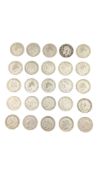 COLLECTION OF BRITISH CIRCULATED .500 SILVER HALF CROWNS