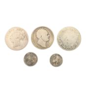 1836 KING WILLIAM IV SILVER HALF CROWN & OTHER COINS