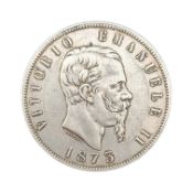 1873 ITALIAN SILVER FIVE LIRE