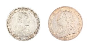 1913 PRUSSIAN FUNF MARK & 1897 QUEEN VICTORIA CROWN