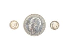 1935 KING GEORGE V SILVER ROCKING HORSE CROWN & THREEPENCE COINS