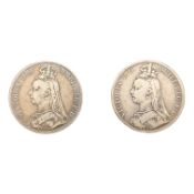 TWO QUEEN VICTORIA SILVER CROWNS