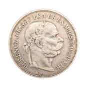 1900 HUNGARIAN SILVER FIVE KORONAS