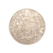 1854 CHILEAN SILVER ONE PESO