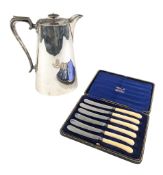 INDEPENDENCIA SHIPPING LINER SILVER PLATE JUG & PRESTONS BUTTER KNIVES