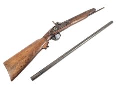 19TH CENTURY PERCUSSION CAP RIFLE WITH SCREW OFF BARREL & STOCK