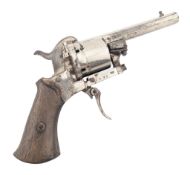 19TH CENTURY BELGIAN SIX SHOT PIN FIRE REVOLVER