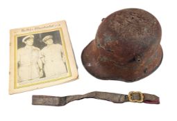 WWI FIRST WORLD WAR GERMAN M17 HELMET & 1945 WAR ILLUSTRATED MAGAZINE