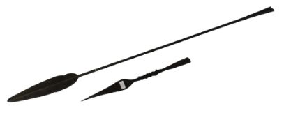 TWO EARLY 20TH CENTURY AFRICAN SPEAR HEADS