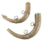 TWO NORTH AFRICAN BRASS POWDER HORNS