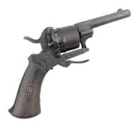 19TH CENTURY BELGIAN SIX SHOT PIN FIRE REVOLVER