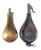 TWO 19TH CENTURY MUSKET POWDER FLASKS
