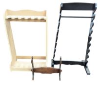 THREE RIFLE AND SWORD DISPLAY UNITS