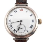 SECOND WORLD WAR SILVER CASED LONGINES MADE OFFICERS WRIST WATCH