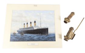 WHITE STAR LINE WALL LIGHT FITTINGS & TITANIC PRINT
