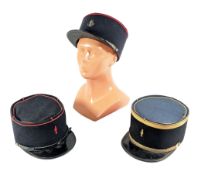 THREE POST WAR FRENCH KEPI HATS