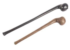 TWO SOUTH AFRICAN ZULU KNOBKERIE CLUBS