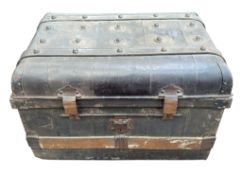 VINTAGE ARMOURED TRAVELLING TRUNK