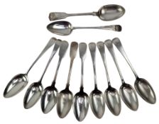COLLECTION OF 11 GEORGIAN & VICTORIAN HALLMARKED SILVER TABLE SPOONS
