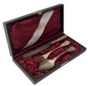 CASED CONTINENTAL GERMAN 800 SILVER 3 PIECE CHRISTENING CUTLERY SET