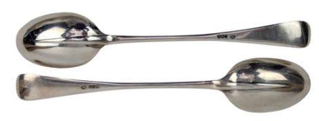 TWO LARGE 19TH CENTURY VICTORIAN HALLMARKED SILVER SERVING SPOONS