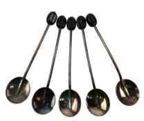 CASED 20TH CENTURY GEORGE V HALLMARKED SILVER COFFEE BEAN TEASPOONS